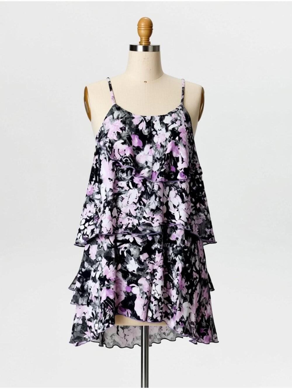 White House Black Market Floral Tiered Dress Size M